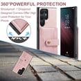 thumbnail image 2 of Feishell for Samsung Galaxy S24 Ultra Back Cover with Magnetic Detachable Card Pocket,Shockproof Protective PU Leather 2-In-1 Magnetic Buckle ID Credit Card Slots Phone Case,Pink, 2 of 6