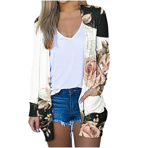 Herrnalise Women's Summer Sweater Fashion Women Loose Long Sleeve Cardigan Coat Blouse Cardigan Sweaters for Women Lightweight M