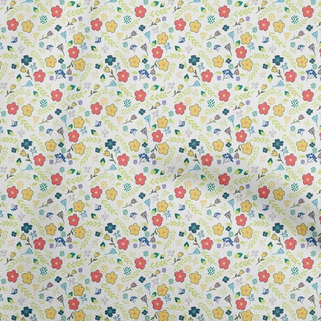oneOone Silk Tabby White Fabric Asian Retro Floral Craft Projects Decor Fabric Printed By The Yard 42 Inch Wide