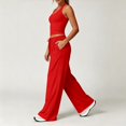 thumbnail image 4 of uvwlwu Women 2 Piece Workout Outfit Racerback Tank Top Waist Wide Leg Pants with Pockets Casual Set for Running Yoga Fitness Activities,M, 4 of 9