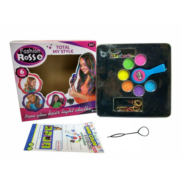 Lightahead Temporary Neon Hair Color Chalk Sets for Kids .Set, Color &  Bead your own hair style! 