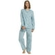 thumbnail image 5 of GLOBAL Conjuntos de Pijamas de Algodón para Mujer, Ropa de Dormir de Manga Larga con Botones, Ropa de Dormir Cómoda, Conjunto de Pijama Suave, Paisley Verde XXL, 5 of 7