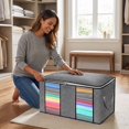 thumbnail image 7 of 6 Pack Clothes Storage Bags Foldable Clear Window Reinforced Handles, Bedroom Organizing, 7 of 7