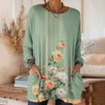 thumbnail image 2 of SYMOID Womens Mint Green Floral Tunic Top with Pockets, Long Sleeve Soft Stretch Blouse, Boho Vintage Print Tunic Shirt for Women S-XXL,Size M, 2 of 7