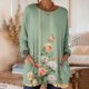 thumbnail image 1 of TaTaai Women's Fashion Vintage Printed Long Sleeve Crew Neck Casual Loose Tops with Pockets Soft Comfy Lightweight Blouse for Fall Daily Life Party Streetwear Gift, 1 of 7