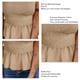 thumbnail image 4 of Top de tirantes para mujer, con frunces y dobladillo con volantes, corte ajustado, sin mangas, para verano, para citas diarias, playa, color beige S, 4 of 5