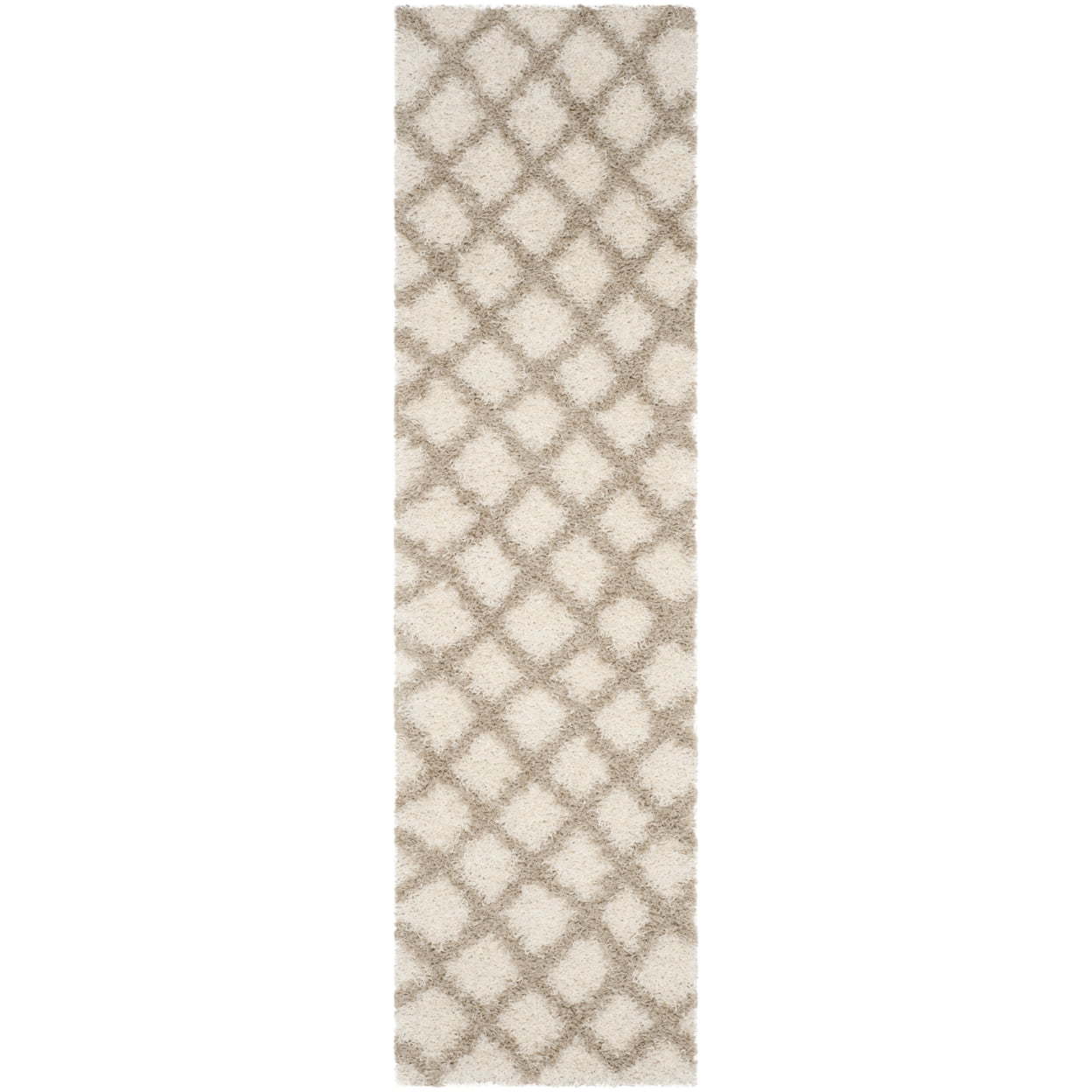 SAFAVIEH Dallas Jerrie Geometric Shag Area Rug, Ivory/Beige, 6' x 6' Round