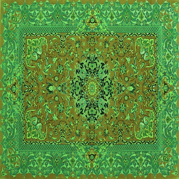 Ahgly Company Indoor Square Persian Green Traditional Area Rugs, 4' Square