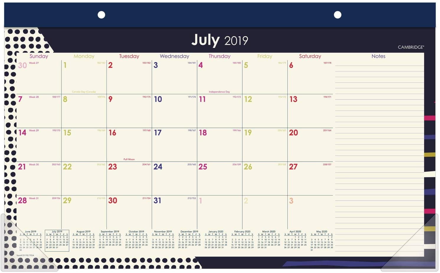 Cambridge 20192020 Academic Year Monthly Desk Pad Calendar, Compact