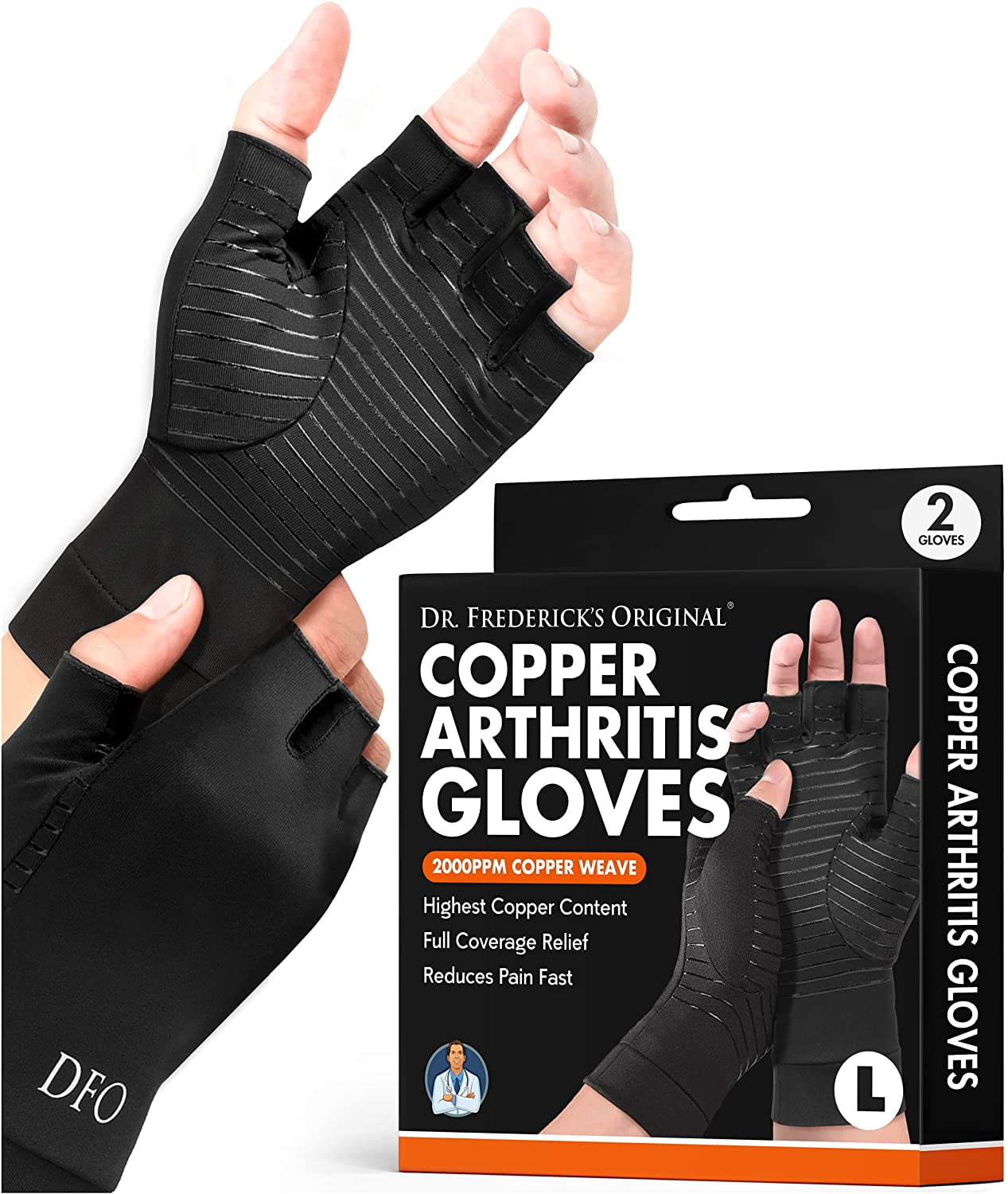 Dr. Frederick's Original Copper Arthritis Glove - 2 Gloves - Perfect ...