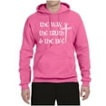 thumbnail image 2 of Wild Bobby The Way, The Truth & The Life Inspirational/Christian Unisex Graphic Hoodie Sweatshirt, Neon Pink, Small, 2 of 5