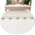 thumbnail image 2 of Khaki Linear Large Round Rug 8Ft Minimalist Boho Cream Beige Stripes Farmhouse Circle Area Rugs Washable Non Slip Indoor Floor Mats Carpet for Living Room Bedroom Dining Room Home Decor, 2 of 9