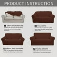 thumbnail image 5 of Stretch Loveseat Slipcover 1-Piece Sofa Cover Furniture Protector Couch Soft with Elastic Bottom for Kids Polyester Spandex Jacquard Fabric Small Checks (Loveseat, Coffee), 5 of 8