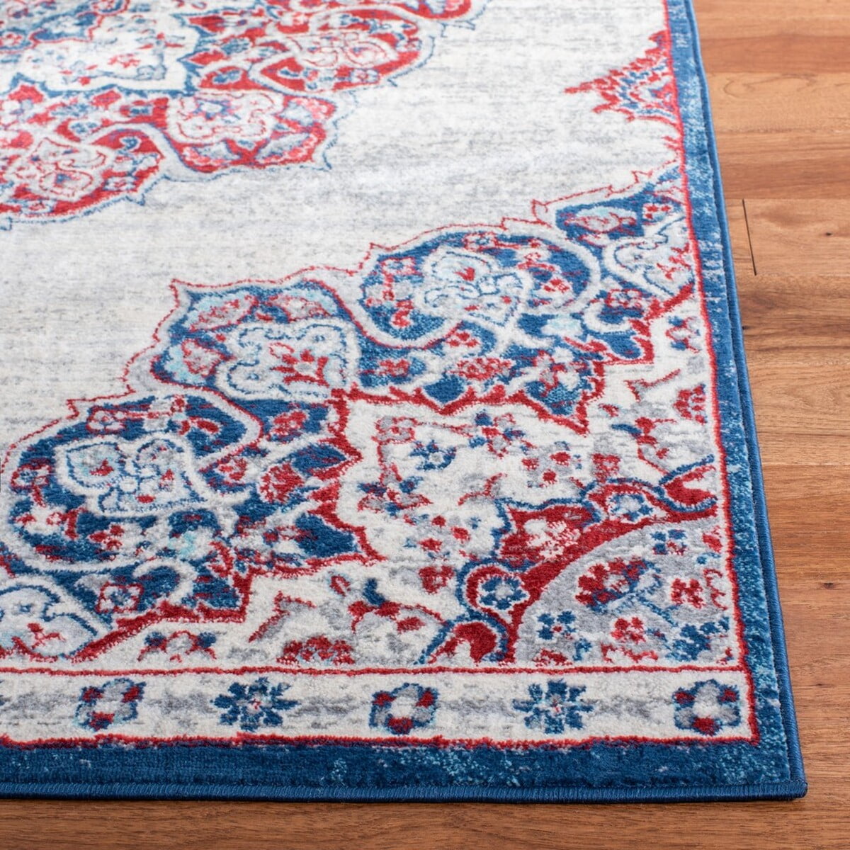 SAFAVIEH Brentwood Dimitri Floral Bordered Area Rug, 9' x 12', Ivory/Red