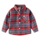thumbnail image 1 of Gibobby Tirantes Para Camisa Chaqueta de franela para niños pequeños, a cuadros, de manga larga, con solapa y botones, para bebés, niños y niñas, camisa, abrigo(Rojo, 12-18 Meses), 1 of 5