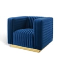 thumbnail image 1 of Tufted Armchair Accent Chair, Velvet, Blue Navy, Modern Contemporary Urban Design, Living Lounge Room Hotel Lobby Hospitality, 1 of 9