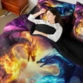 thumbnail image 4 of Manfei Magical Dragon 7-Piece Twin Bedding Sets,Magic Animal Bedding Comforter Set,Blue Yellow Breathable Sheet Sets,Microfiber Abstract Bedroom Decoration,Reversible, 4 of 7