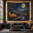 thumbnail image 6 of Winter Village Under Full Moon with Lanterns, Cozy Vintage Style for Cabin Decor Lovers, Snowy Wall Decor Housewarming Gift, Tapestry Wall Hanging for Bedroom and Living Room, 6 of 7
