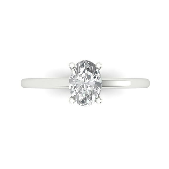 Clara Pucci 14K White Gold 1ct Moissanite Solitaire Ring for Women