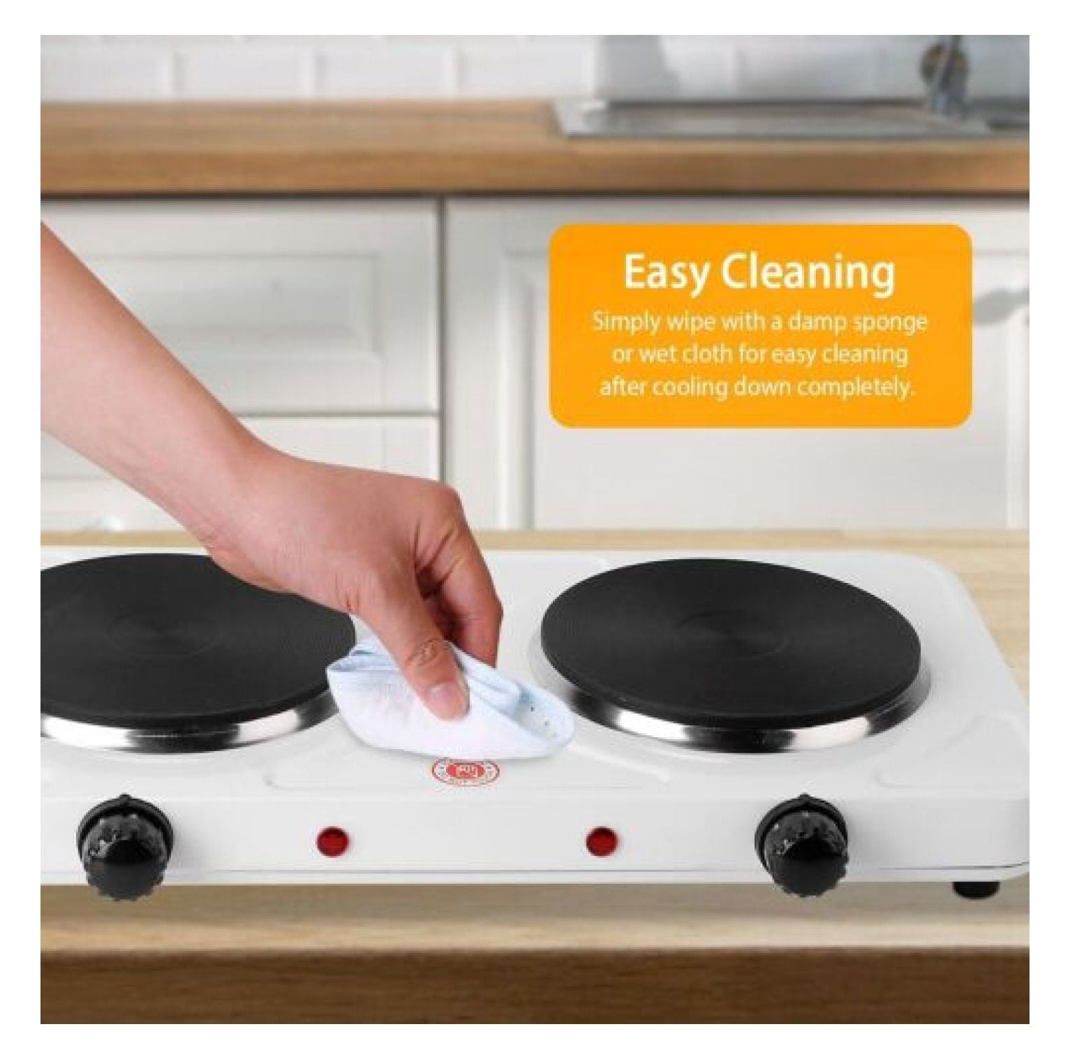 2000W Portable Cooktop Dual Burner Cast Iron Electric Stove for Kitchen Cooking