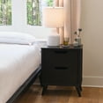 thumbnail image 2 of Main + Mesa Yume Mid Century Modern Solid Wood Nightstand with 2 Storage Drawers, Black Stain Finish, 2 of 5