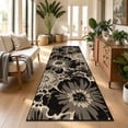thumbnail image 2 of Findosom Runner Rug for Hallway 3x8 ft,Non-slip Machine Washable Runners Flower Floor Mats Low Pile Carpet Rug Runner with Rubber Backing for Entryway Doormat Bathroom Kitchen Laundry Room,Black, 2 of 8