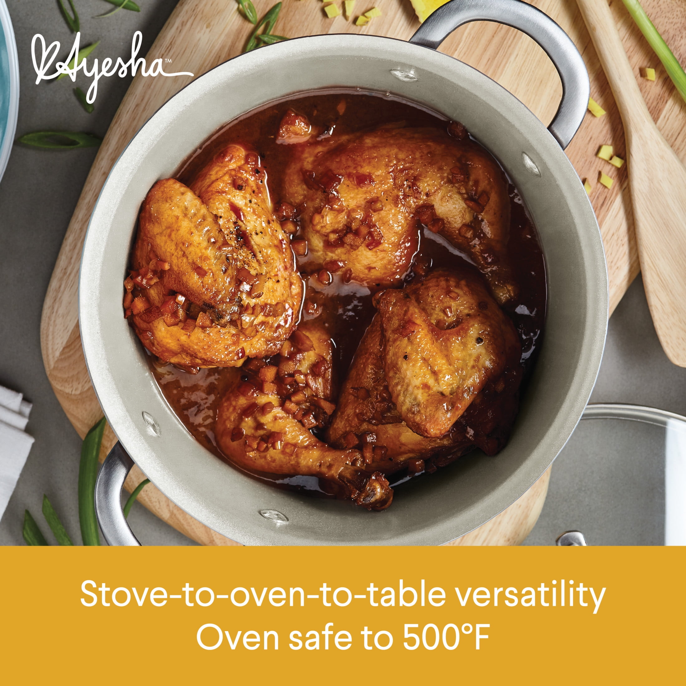 Ayesha Curry Home Collection 9 Pc Porcelain Enamel Nonstick Cookware Pots and Pans Set, Sienna Red