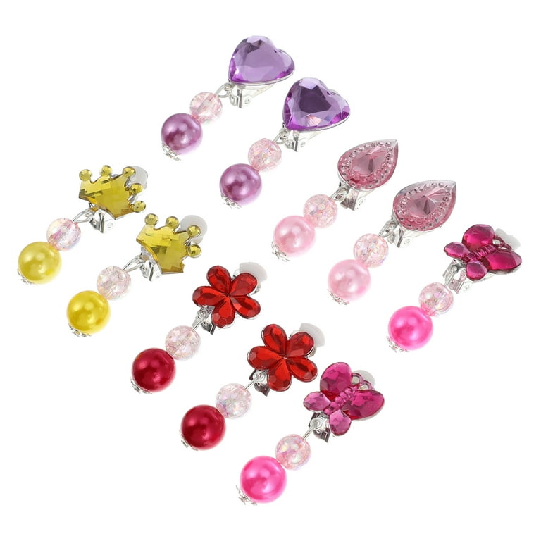 Earrings Clip Girls Kids Play Jewelry Little Girl Toddler Ear Pendants Up  Dress Pretend Set Children Earring 6 Stick