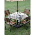 thumbnail image 4 of Outdoor Tablecloth with Umbrella Hole for Patio/Picnic/Party/Camping, Blue Grey Flowers Waterproof Table Cloth Square Cover Washable, Spring Watercolor Blooms Floral Plant (60"x 60"), 4 of 9