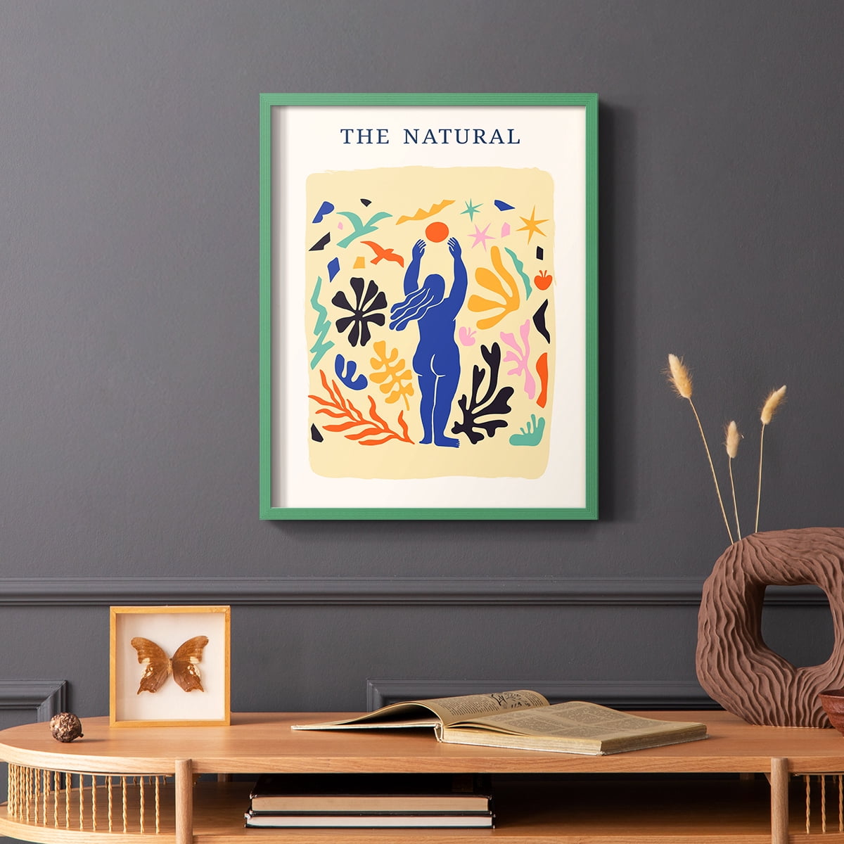 Matisse CDXLII in Green Solid Wood Framed Print No Nail Hanging