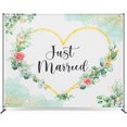 thumbnail image 1 of Zink Wedding Photo Backdrop - Wrinkle-Free Photo Studio Backdrop with Just Married Text, 1 of 5