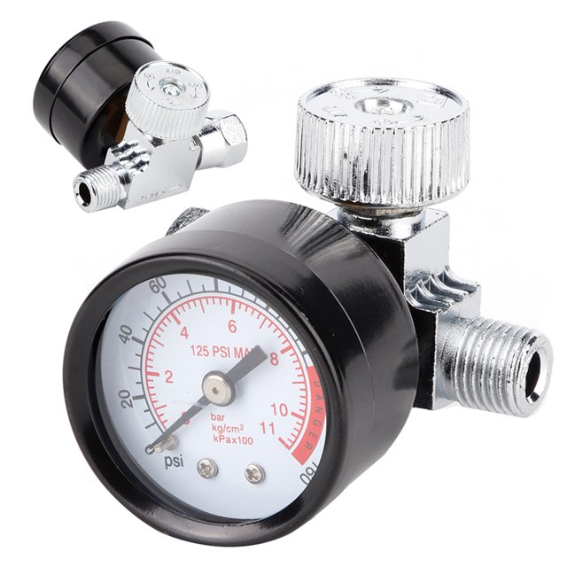 Manómetro, Válvula Reguladora De Aire, Rosca 0-125PSI Regulador De Aire Fabricado Profesionalmente Para Ajustar La Presión Del Aire