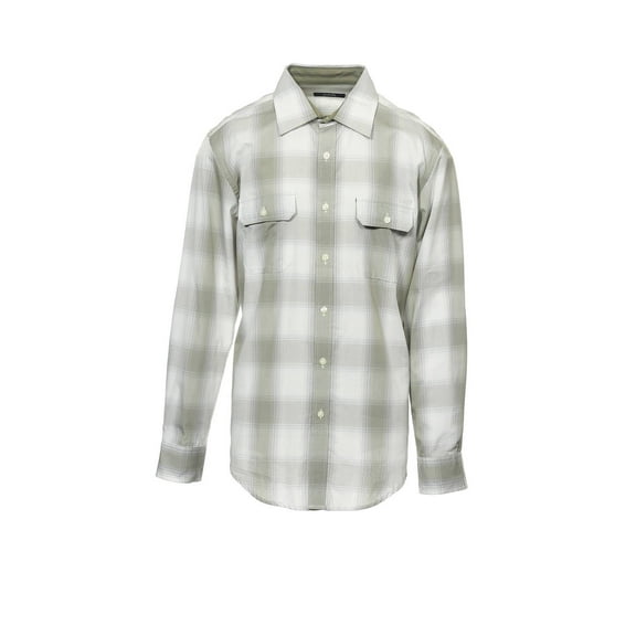 Alfani Beige Plaid Button Down Shirt Sport , Size Medium