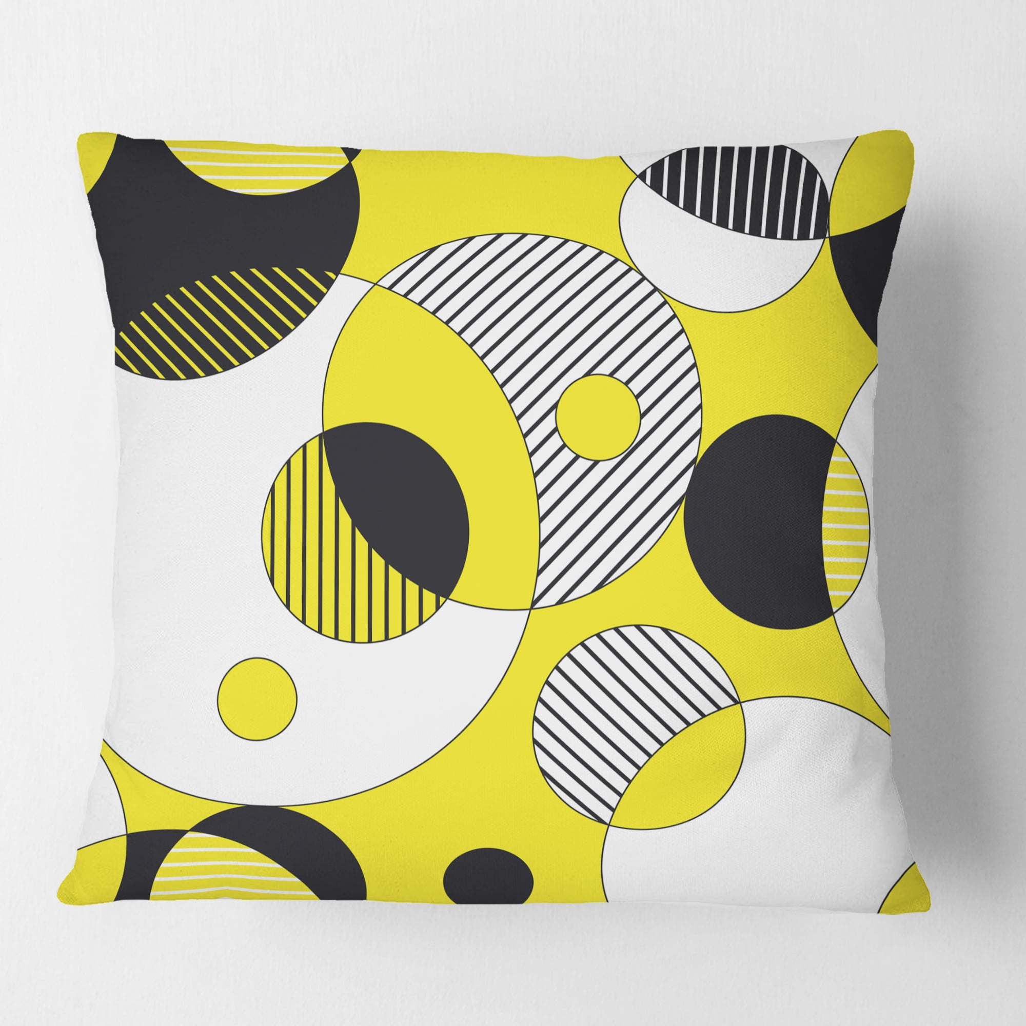 Designart Circular Abstract Retro Geometric I' Mid-Century Modern Throw Pillow - 16x16