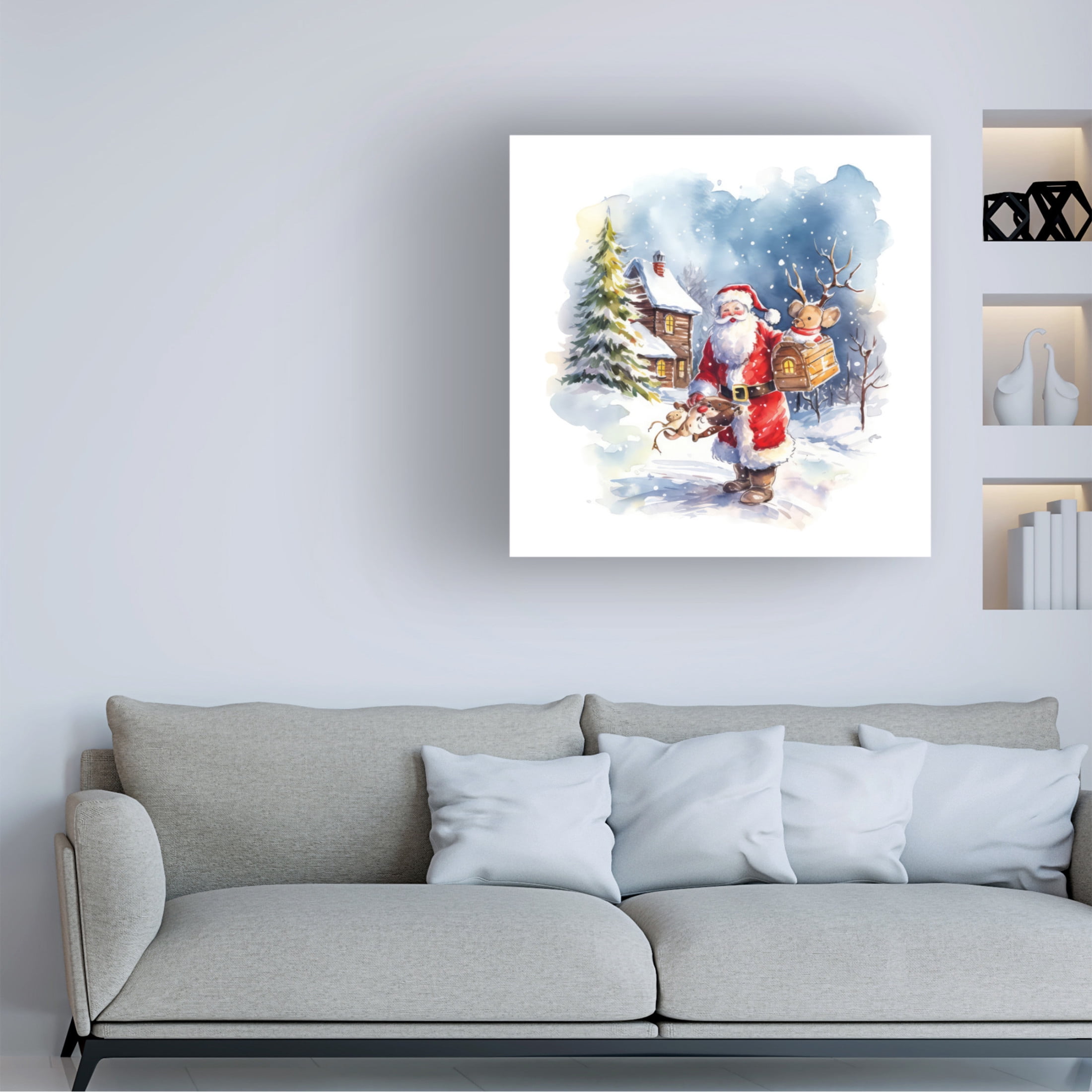 Canvas Wall Art - The Golden Valley 'Jolly Santa 1' Wall Art for Living Room, Bedroom, or Office Décor by Trademark Fine Art - 14 x 14 Inches