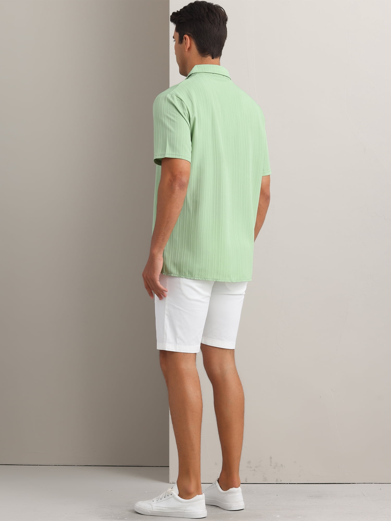 DARING DIVA Men's Short Sleeve Button Down Beach Summer Casual Shirt for Men L Green