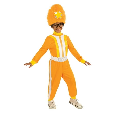child dj lance rock costume furry hat orange tracksuit yo gabba tv nick jr toddler 1-2 hip hop breakdancer w/ belt buckle + funky 1980s