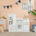 thumbnail image 3 of Kids Wooden Play Kitchen Set – Teamson Little Chef Charlotte, Toddler Kitchen Playset with Sink, Stove, Fridge & Accessories, White/Gold, Ages 1–7, 3 of 12