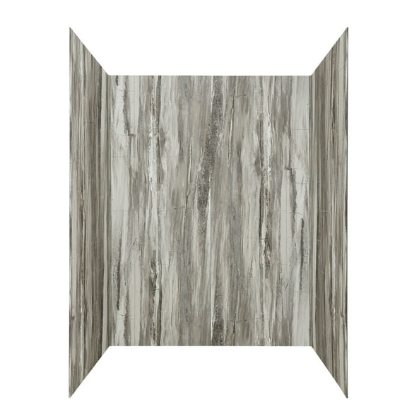 Palisade 78in x 60in x 36in Waterproof Vinyl Shower Surround Kit with Accessories in Louvre Granite