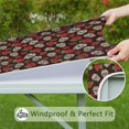 thumbnail image 6 of Brown Skull Rose Pattern Square Fitted Tablecloth with Elastic Edge,Square Table Cover,Washable Elastic Table Cover for Home Kitchen Party Decor 34"x34", 6 of 6