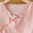 thumbnail image 2 of WCJM Blouses for Women Dressy Casual T Shirts for Women Linen Shirts for Women 3/4 Sleeve V Neck Blouses Buttons Plus Size Loose Fit T-Shirts Solid Color Summer Holiday Tops, 2 of 5