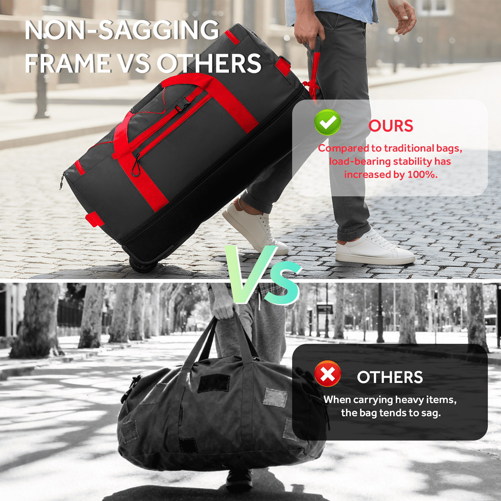 Fegat Foldable Rolling Duffel Bag,30'' Travel Duffel Bag Expandable 100L-120L Heavy Loads Design,Large Waterproof Wheeled Bag for Travel with Straps & Lock