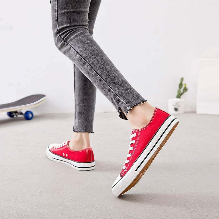 Women's Classic Red High Top Canvas Shoes, Casual Lace Up Skate Shoes,  Women's All-Match Sneakers