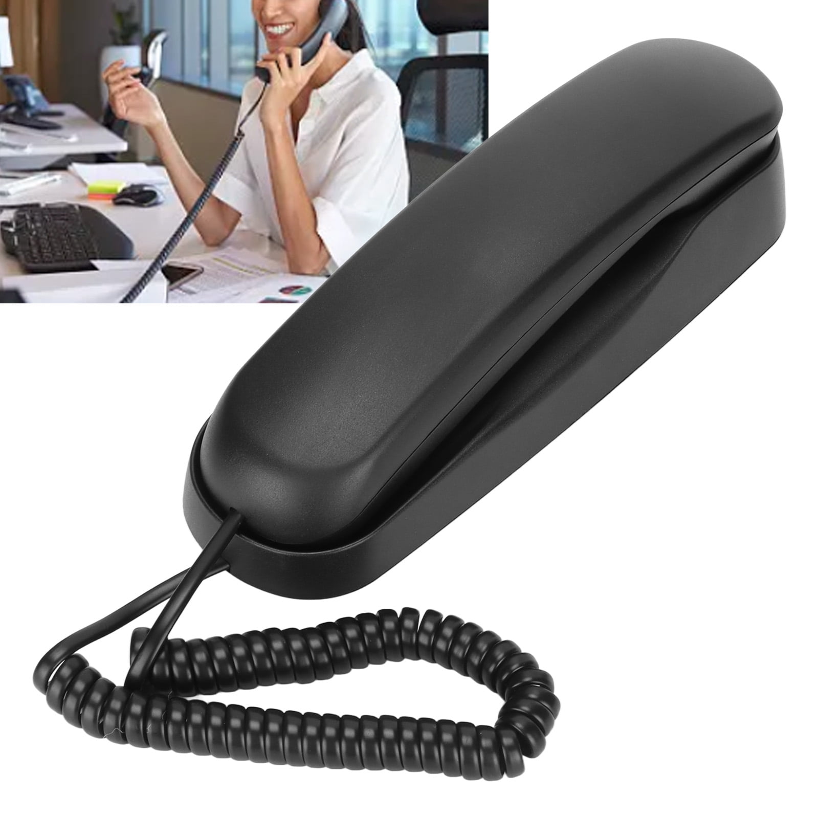 Wired Desktop Telephone, Durable Home Telephone, for Office (Black)