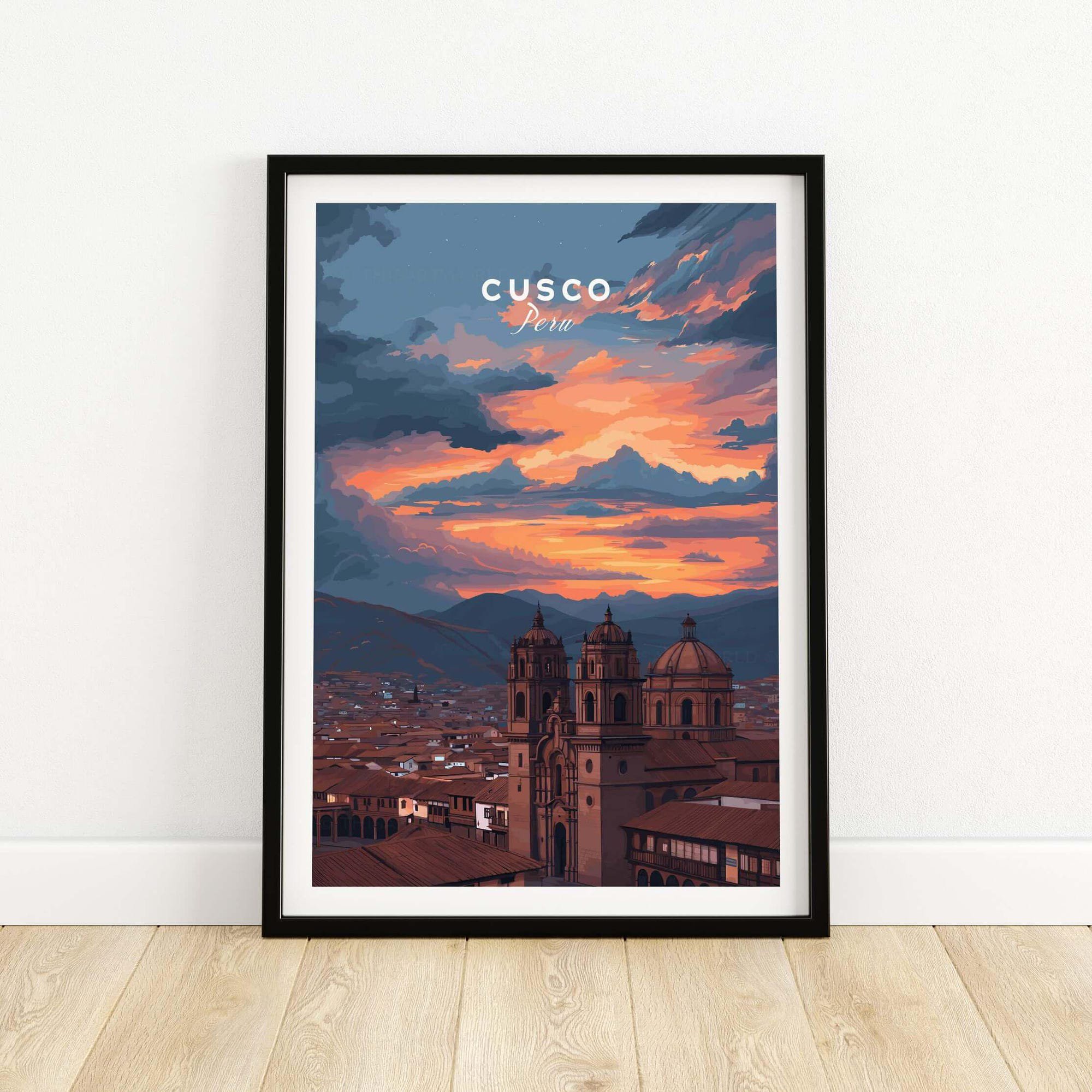 Cusco Peru Print South American Travel Wall Decor Vibrant Cityscape Art for Home or Gift