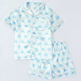 thumbnail image 3 of Kiijoy Girls Satin Pajamas Short Sleeve Button Down Shirt Shorts Pajama Set Kids Sleepwear, 3 of 3