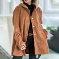 thumbnail image 2 of Women Jackets Winter Jackets for Women Women's Corduroy Shacket Jacket Button Down Shirts Fall Long Sleeve Coat With A Hat, 2 of 6