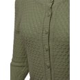 thumbnail image 4 of A2Y Women's Solid Cropped 3/4 Sleeve Button Down Crew Neck Knit Cardigan Sweater Olive L, 4 of 5