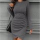 thumbnail image 1 of mfyjkho Vestidos de verano para mujer, Vestido de mujer de otoño e invierno con cuello redondo, manga larga, color liso, ajustado, de punto, con cola de pez y bolso a la cadera xxl, 1 of 6