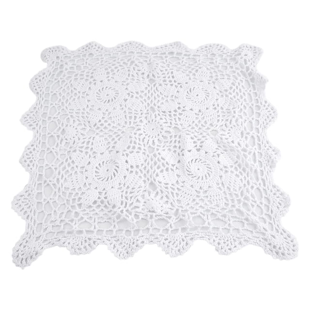 Mantel cuadrado de encaje de ganchillo con diseño floral, resistente al polvo, ideal para mesas de comedor, mesas de centro, libros y escritorios, color beige.